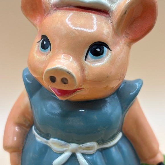 Vintage Charming Blue dress Pig piggy pig Figurine made in Korea home decor - Picture 11 of 15